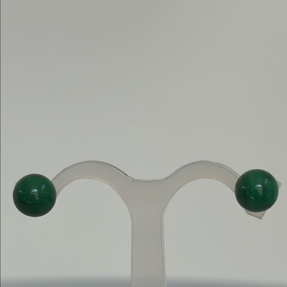 14k real solid gold malachite Earrings - Picture 3 of 7